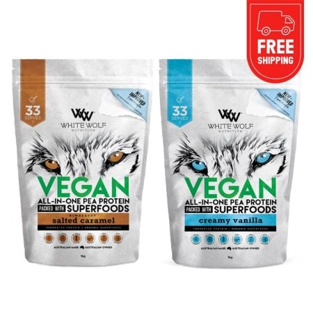 White Wolf Nutrition Vegan All In One Protein Packed With Super Foods (1kg Combo)